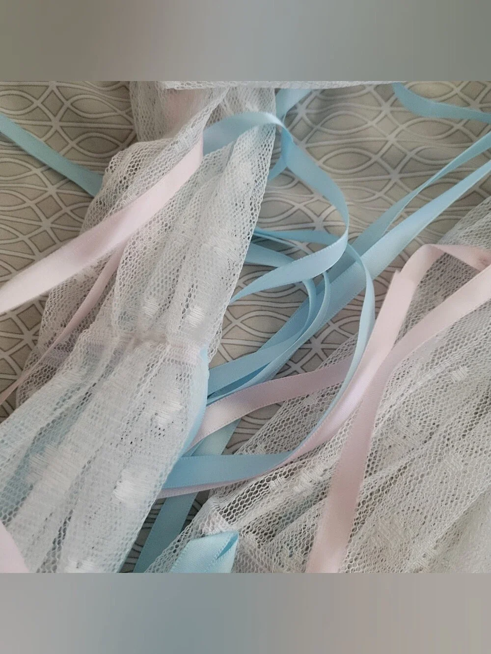 Blue & Pink Lace Ribbon Leg Warmers